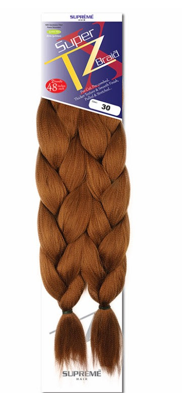 SUPER X TZ 48" BRAID HAIR pre-cut, pre-combed for easy braiding