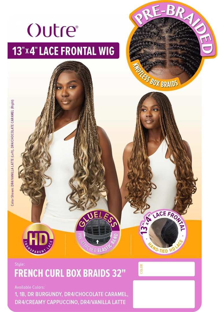 Pre-Braided Wig 13"x4" CURL BOX BRAIDS 32"
