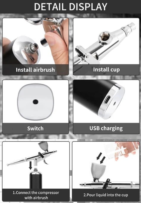New CORDLESS AIRBRUSH & COMPRESSOR With New Finger Trigger Design