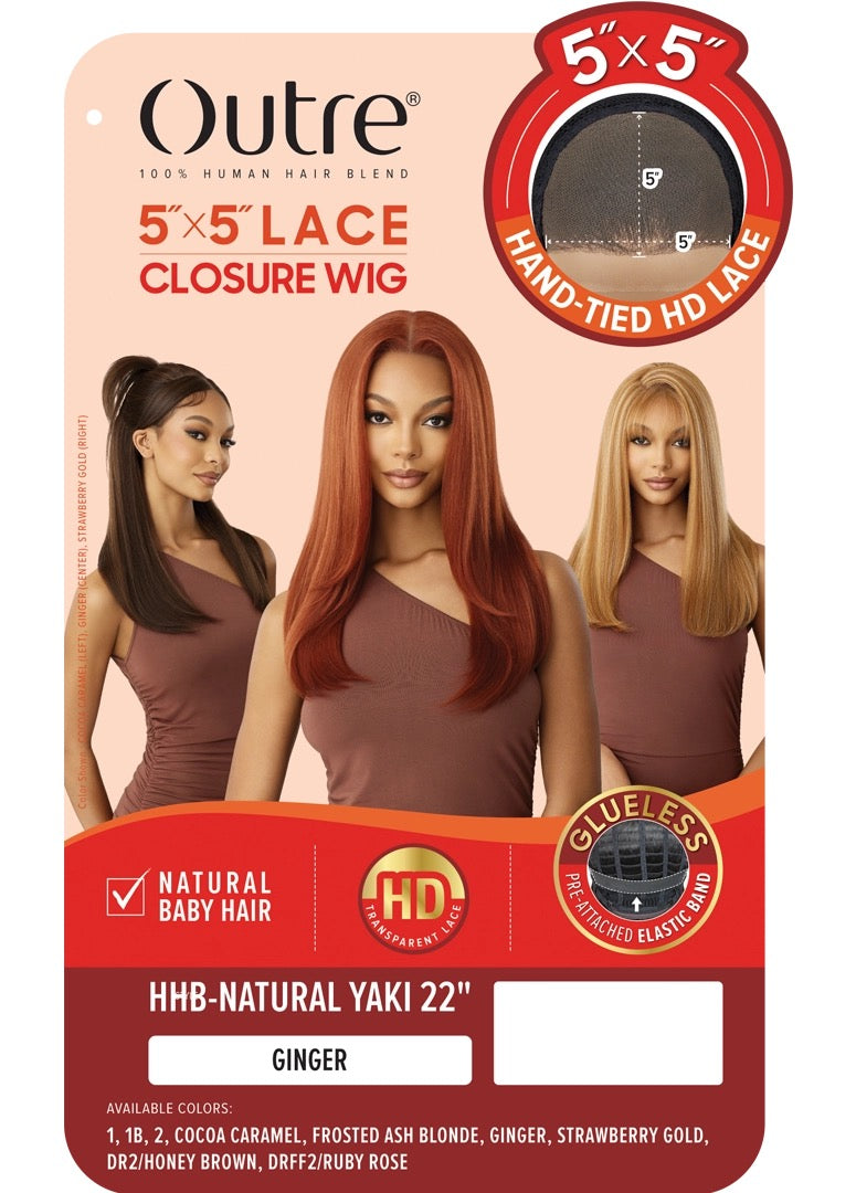 Outre Wig HHB-NATURAL YAKI 22" 100% Human Hair Blend