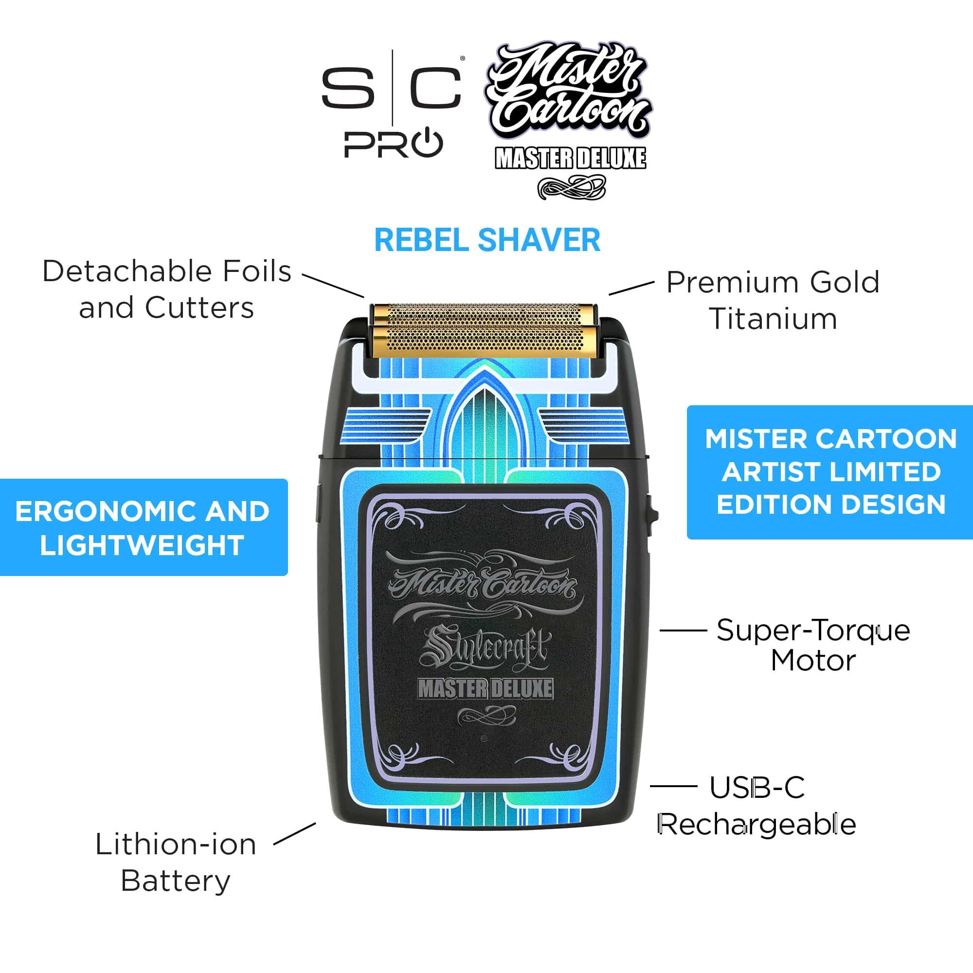 StyleCraft Rebel Shaver Limited Edition Mister Cartoon Master Deluxe
