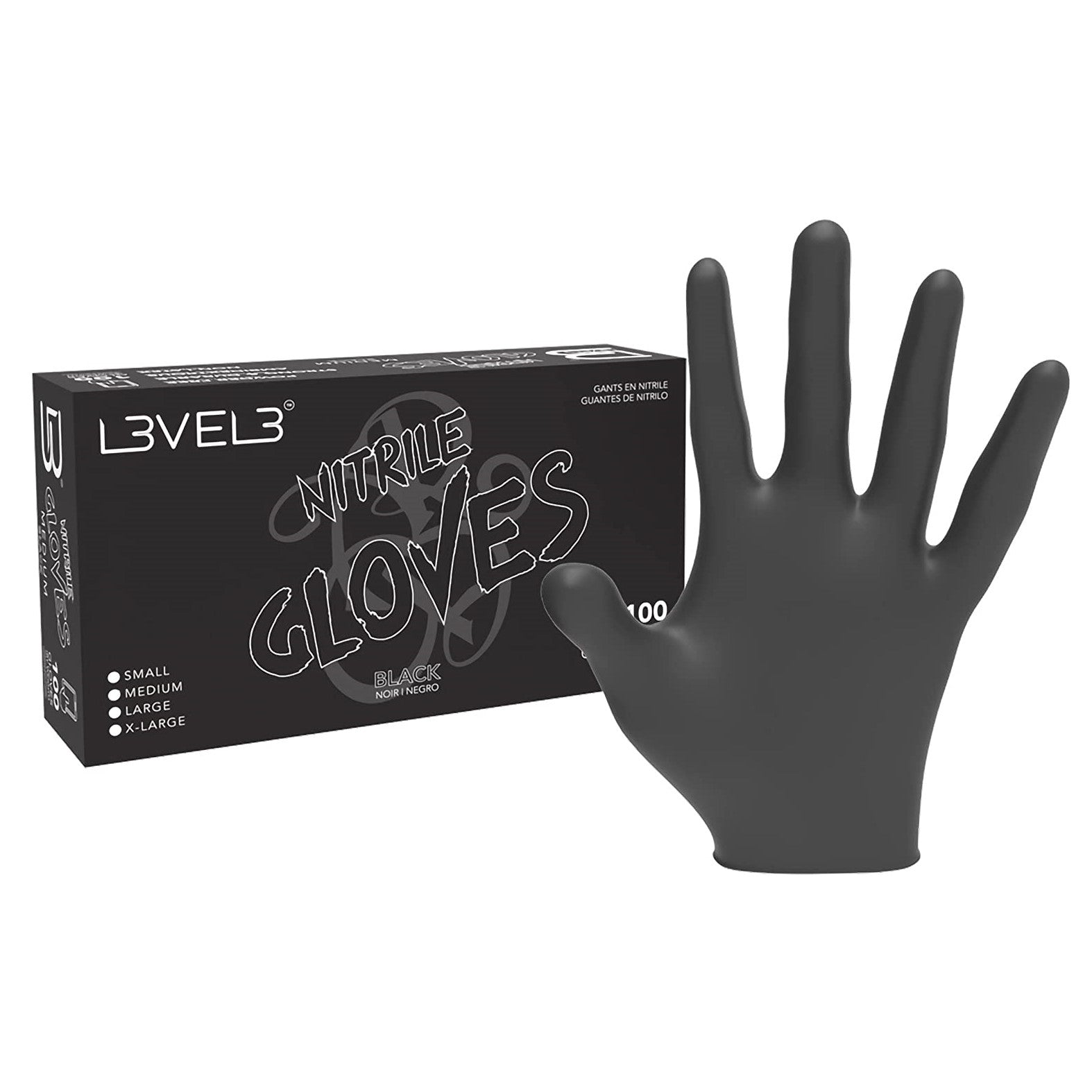 Level3 Large  Black Nitrile Gloves